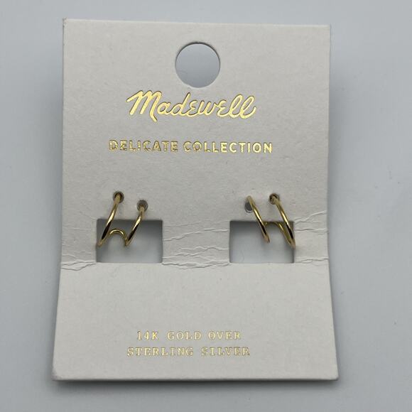 Madewell Demi Fine Double Hoop Earrings 14K Gold over Sterling Silver - Picture 2 of 6